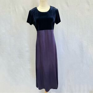 Jody California vintage 90s purple mixed media crepe/velour maxi dress size 9